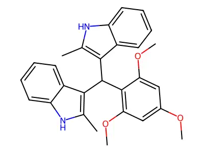 2-methyl-3-[(2-methyl-1H-indol-3-yl)(2,4,6-trimethoxyphenyl)methyl]-1H-indole structure