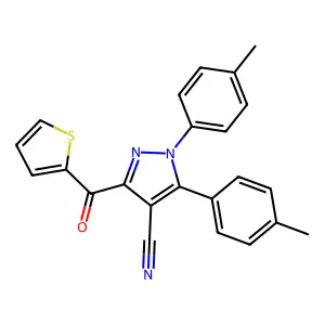 1,5-bis(4-methylphenyl)-3-(2-thienylcarbonyl)-1H-pyrazole-4-carbonitrile structure
