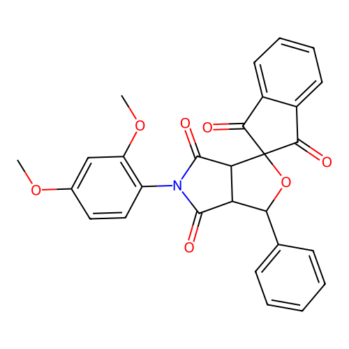 5-(2,4-dimethoxyphenyl)-1-phenylspiro[3a,6a-dihydro-1H-furo[3,4-c]pyrrole-3,2'-indene]-1',3',4,6-tetrone structure