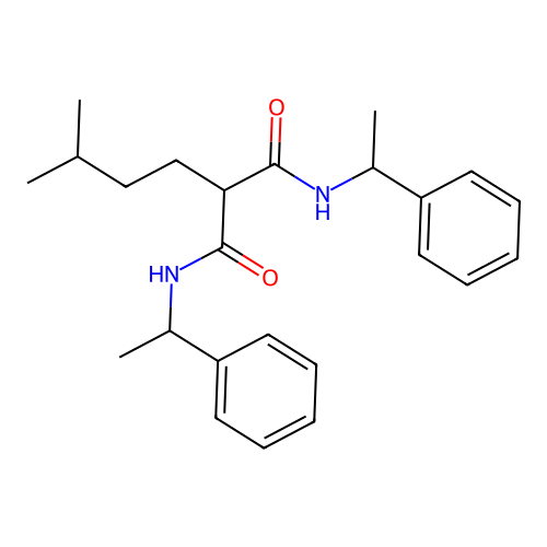 2-(3-methylbutyl)-N,N'-bis(1-phenylethyl)propanediamide structure