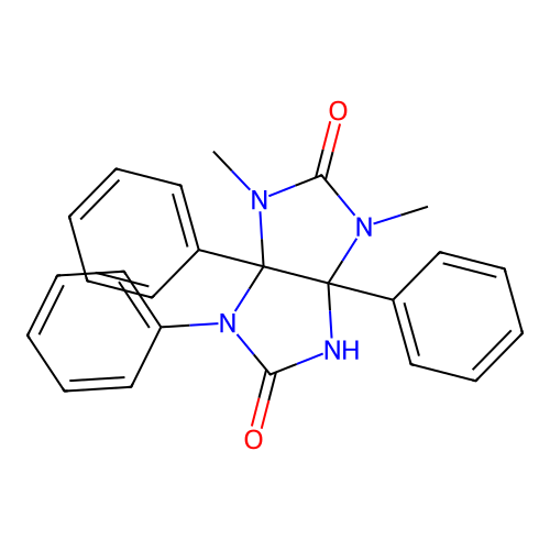 1,3-dimethyl-3a,4,6a-triphenyltetrahydroimidazo[4,5-d]imidazole-2,5(1H,3H)-dione structure