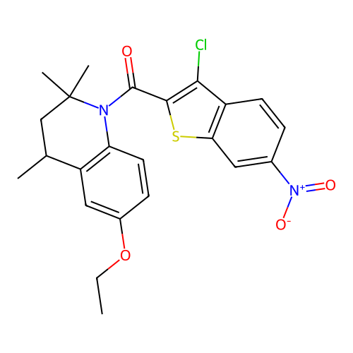 (3-chloro-6-nitro-1-benzothiophen-2-yl)(6-ethoxy-2,2,4-trimethyl-3,4-dihydroquinolin-1(2H)-yl)methanone structure