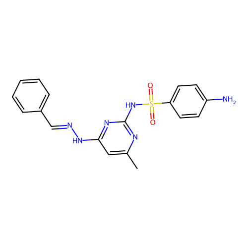 4-amino-N-(4-(2-benzylidenehydrazinyl)-6-methylpyrimidin-2-yl)benzenesulfonamide structure