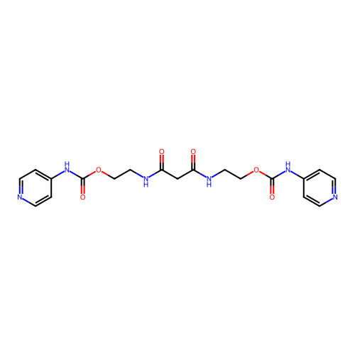 (Malonylbis(azanediyl))bis(ethane-2,1-diyl) bis(pyridin-4-ylcarbamate) structure
