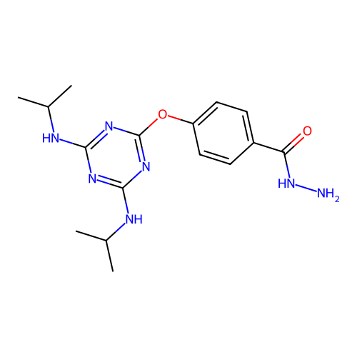 4-{[4,6-Bis(propan-2-ylamino)-1,3,5-triazin-2-yl]oxy}benzohydrazide structure