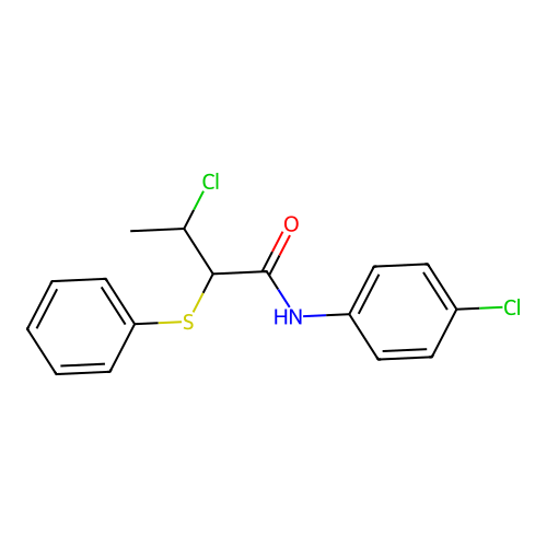 3-chloro-N-(4-chlorophenyl)-2-(phenylsulfanyl)butanamide structure