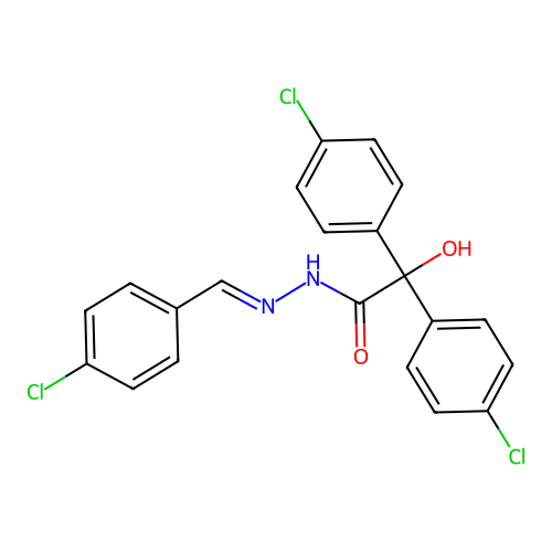 N'-(4-chlorobenzylidene)-2,2-bis(4-chlorophenyl)-2-hydroxyacetohydrazide structure