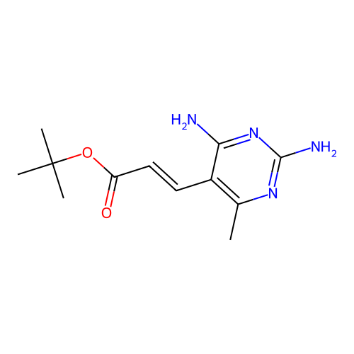 (E)-tert-butyl 3-(6-amino-2-imino-4-methyl-1,2-dihydropyrimidin-5-yl)acrylate structure