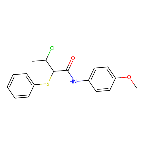 3-chloro-N-(4-methoxyphenyl)-2-(phenylsulfanyl)butanamide structure