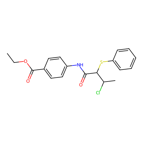 Ethyl 4-{[3-chloro-2-(phenylsulfanyl)butanoyl]amino}benzoate structure