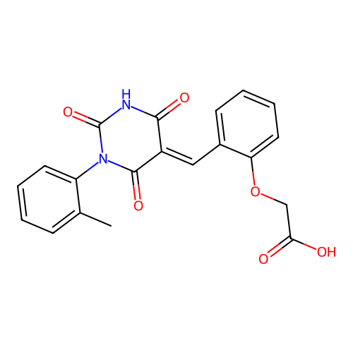 2-[2-[[1-(2-methylphenyl)-2,4,6-trioxo-1,3-diazinan-5-ylidene]methyl]phenoxy]acetic Acid structure
