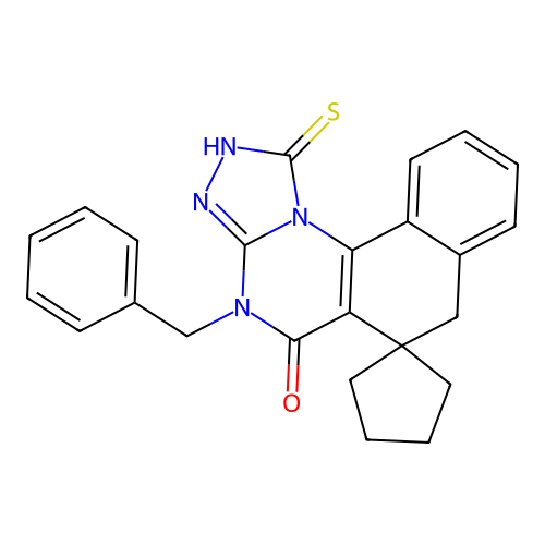 4-benzyl-1-mercapto-4H-spiro[benzo[h][1,2,4]triazolo[4,3-a]quinazoline-6,1'-cyclopentan]-5(7H)-one structure