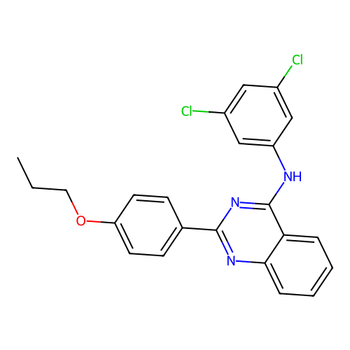 N-(3,5-dichlorophenyl)-2-(4-propoxyphenyl)quinazolin-4-amine structure