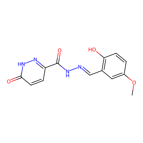 N'-(2-hydroxy-5-methoxybenzylidene)-6-oxo-1,6-dihydropyridazine-3-carbohydrazide structure