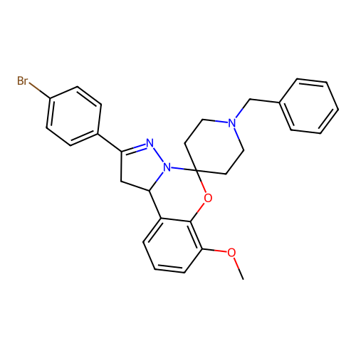 1'-benzyl-2-(4-bromophenyl)-7-methoxy-1,10b-dihydrospiro[benzo[e]pyrazolo[1,5-c][1,3]oxazine-5,4'-piperidine] structure
