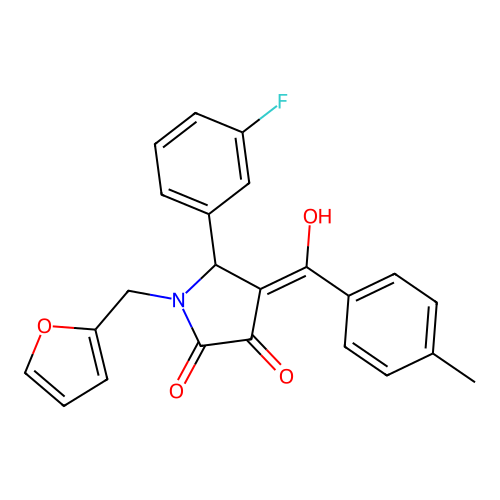 (4E)-5-(3-fluorophenyl)-1-(furan-2-ylmethyl)-4-[hydroxy(4-methylphenyl)methylidene]pyrrolidine-2,3-dione structure