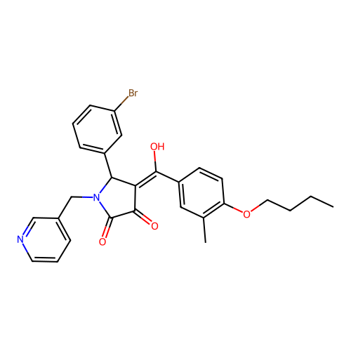 (4E)-5-(3-bromophenyl)-4-[(4-butoxy-3-methylphenyl)-hydroxymethylidene]-1-(pyridin-3-ylmethyl)pyrrolidine-2,3-dione structure