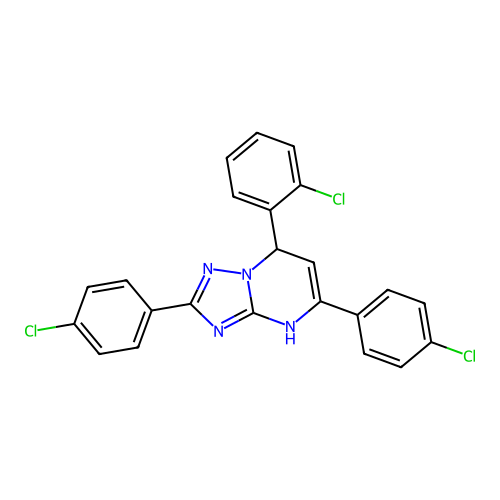 7-(2-chlorophenyl)-2,5-bis(4-chlorophenyl)-1,7-dihydro-[1,2,4]triazolo[1,5-a]pyrimidine structure