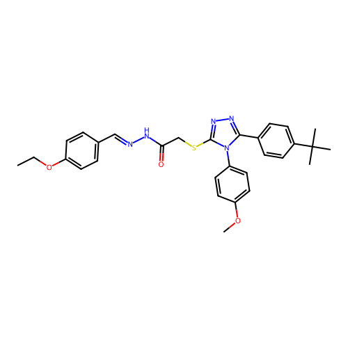 2-{[5-(4-tert-butylphenyl)-4-(4-methoxyphenyl)-4H-1,2,4-triazol-3-yl]sulfanyl}-N'-[(E)-(4-ethoxyphenyl)methylidene]acetohydrazide structure