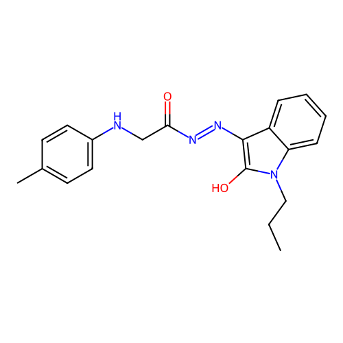 (E)-N'-(2-oxo-1-propylindolin-3-ylidene)-2-(p-tolylamino)acetohydrazide structure