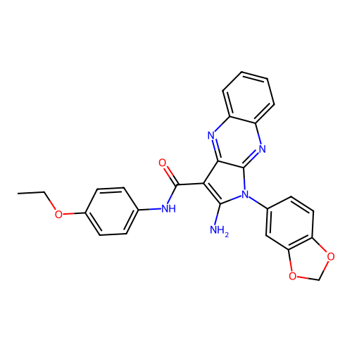 2-amino-1-(1,3-benzodioxol-5-yl)-N-(4-ethoxyphenyl)-1H-pyrrolo[2,3-b]quinoxaline-3-carboxamide structure
