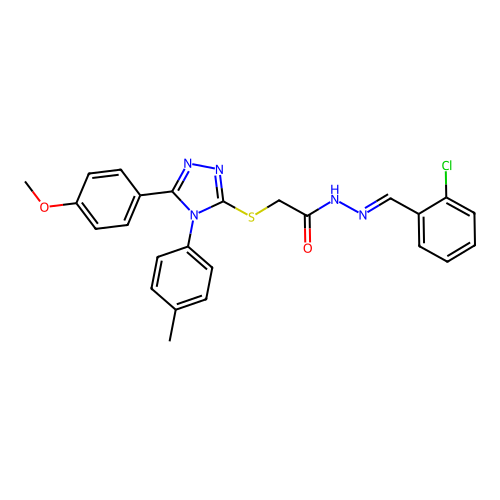 N'-[(E)-(2-chlorophenyl)methylidene]-2-{[5-(4-methoxyphenyl)-4-(4-methylphenyl)-4H-1,2,4-triazol-3-yl]sulfanyl}acetohydrazide structure