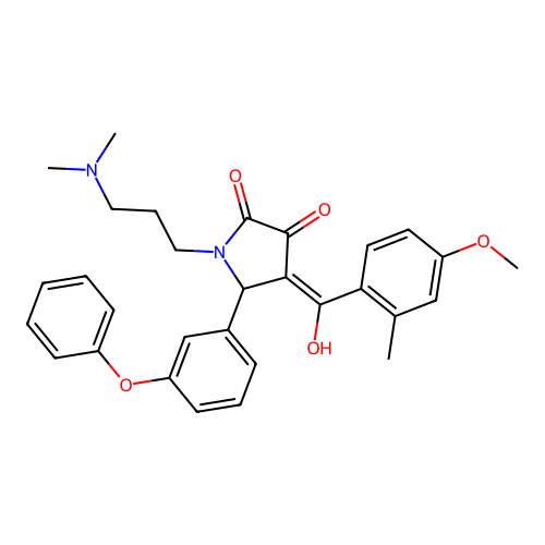 (4E)-1-[3-(dimethylamino)propyl]-4-[hydroxy-(4-methoxy-2-methylphenyl)methylidene]-5-(3-phenoxyphenyl)pyrrolidine-2,3-dione structure