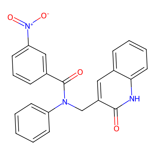 3-nitro-N-[(2-oxo-1H-quinolin-3-yl)methyl]-N-phenylbenzamide structure