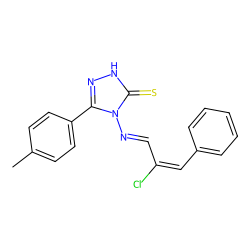 4-((E)-((E)-2-chloro-3-phenylallylidene)amino)-5-(p-tolyl)-4H-1,2,4-triazole-3-thiol structure