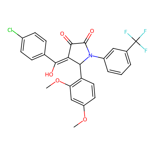 (4E)-4-[(4-chlorophenyl)(hydroxy)methylidene]-5-(2,4-dimethoxyphenyl)-1-[3-(trifluoromethyl)phenyl]pyrrolidine-2,3-dione structure