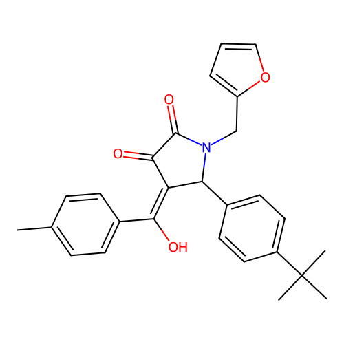 (4E)-5-(4-tert-butylphenyl)-1-(furan-2-ylmethyl)-4-[hydroxy(4-methylphenyl)methylidene]pyrrolidine-2,3-dione structure
