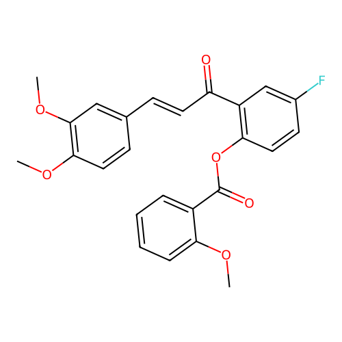 2-[(2E)-3-(3,4-dimethoxyphenyl)prop-2-enoyl]-4-fluorophenyl 2-methoxybenzoate structure