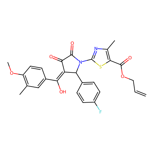 allyl 2-(2-(4-fluorophenyl)-4-hydroxy-3-(4-methoxy-3-methylbenzoyl)-5-oxo-2,5-dihydro-1H-pyrrol-1-yl)-4-methylthiazole-5-carboxylate structure