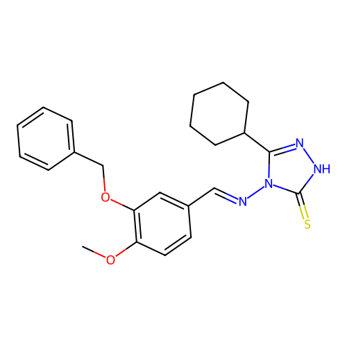 (E)-4-((3-(benzyloxy)-4-methoxybenzylidene)amino)-5-cyclohexyl-4H-1,2,4-triazole-3-thiol structure