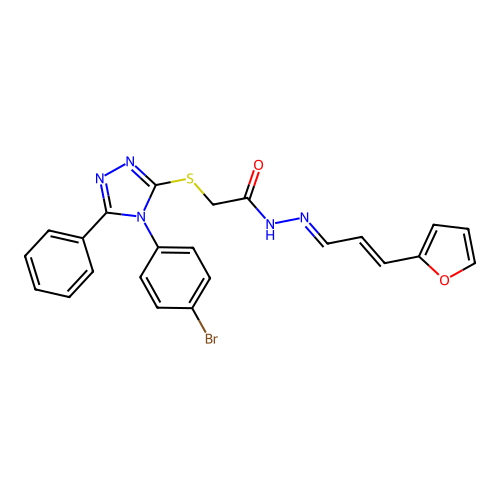 2-{[4-(4-bromophenyl)-5-phenyl-4H-1,2,4-triazol-3-yl]sulfanyl}-N'-[(1E,2E)-3-(furan-2-yl)prop-2-en-1-ylidene]acetohydrazide structure