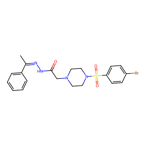 (Z)-2-(4-((4-bromophenyl)sulfonyl)piperazin-1-yl)-N'-(1-phenylethylidene)acetohydrazide structure