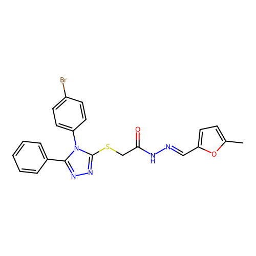 2-{[4-(4-bromophenyl)-5-phenyl-4H-1,2,4-triazol-3-yl]sulfanyl}-N'-[(E)-(5-methylfuran-2-yl)methylidene]acetohydrazide structure