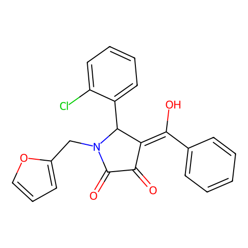 (4E)-5-(2-chlorophenyl)-1-(furan-2-ylmethyl)-4-[hydroxy(phenyl)methylidene]pyrrolidine-2,3-dione structure