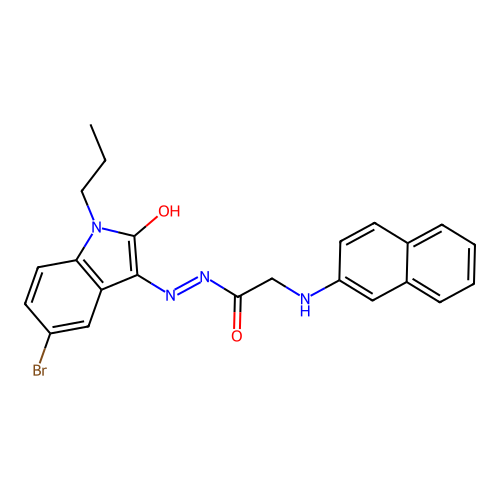 (Z)-N'-(5-bromo-2-oxo-1-propylindolin-3-ylidene)-2-(naphthalen-2-ylamino)acetohydrazide structure
