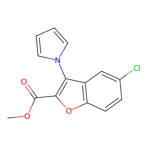 5-Chloro-3-pyrrol-1-yl-benzofuran-2-carboxylic acid methyl ester structure