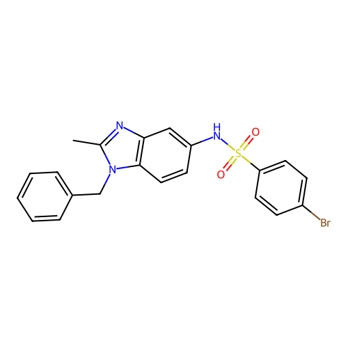 N-(1-benzyl-2-methyl-1H-benzimidazol-5-yl)-4-bromobenzenesulfonamide structure