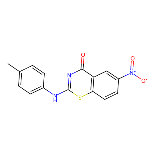 (E)-6-nitro-2-(p-tolylimino)-2H-benzo[e][1,3]thiazin-4-ol structure