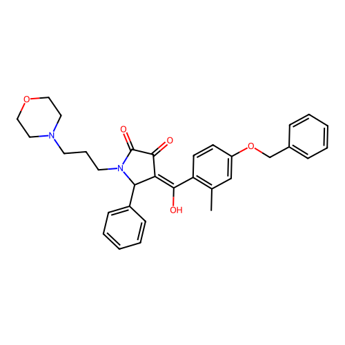 (4E)-4-[hydroxy-(2-methyl-4-phenylmethoxyphenyl)methylidene]-1-(3-morpholin-4-ylpropyl)-5-phenylpyrrolidine-2,3-dione structure