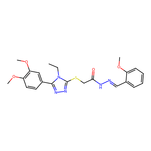 (E)-2-((5-(3,4-dimethoxyphenyl)-4-ethyl-4H-1,2,4-triazol-3-yl)thio)-N'-(2-methoxybenzylidene)acetohydrazide structure