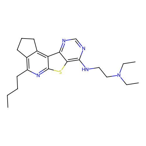 N'-(4-butyl-2,3-dihydro-1H-cyclopenta[4',5']pyrido[3',2':4,5]thieno[3,2-d]pyrimidin-7-yl)-N,N-diethylethane-1,2-diamine structure