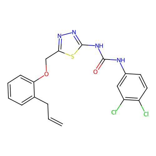 1-(3,4-dichlorophenyl)-3-[5-[(2-prop-2-enylphenoxy)methyl]-1,3,4-thiadiazol-2-yl]urea structure