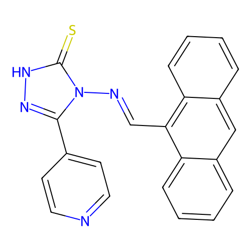 (E)-4-((anthracen-9-ylmethylene)amino)-5-(pyridin-4-yl)-4H-1,2,4-triazole-3-thiol structure