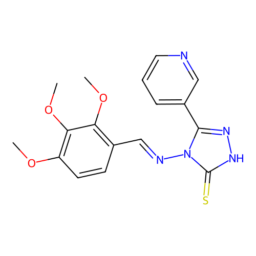 3-pyridin-3-yl-4-[(E)-(2,3,4-trimethoxyphenyl)methylideneamino]-1H-1,2,4-triazole-5-thione structure