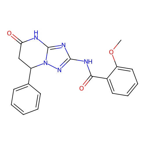 2-methoxy-N-(5-oxo-7-phenyl-4,5,6,7-tetrahydro-[1,2,4]triazolo[1,5-a]pyrimidin-2-yl)benzamide structure