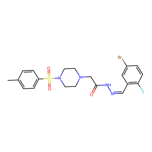 N'-[(Z)-(5-bromo-2-fluorophenyl)methylidene]-2-{4-[(4-methylphenyl)sulfonyl]piperazin-1-yl}acetohydrazide structure